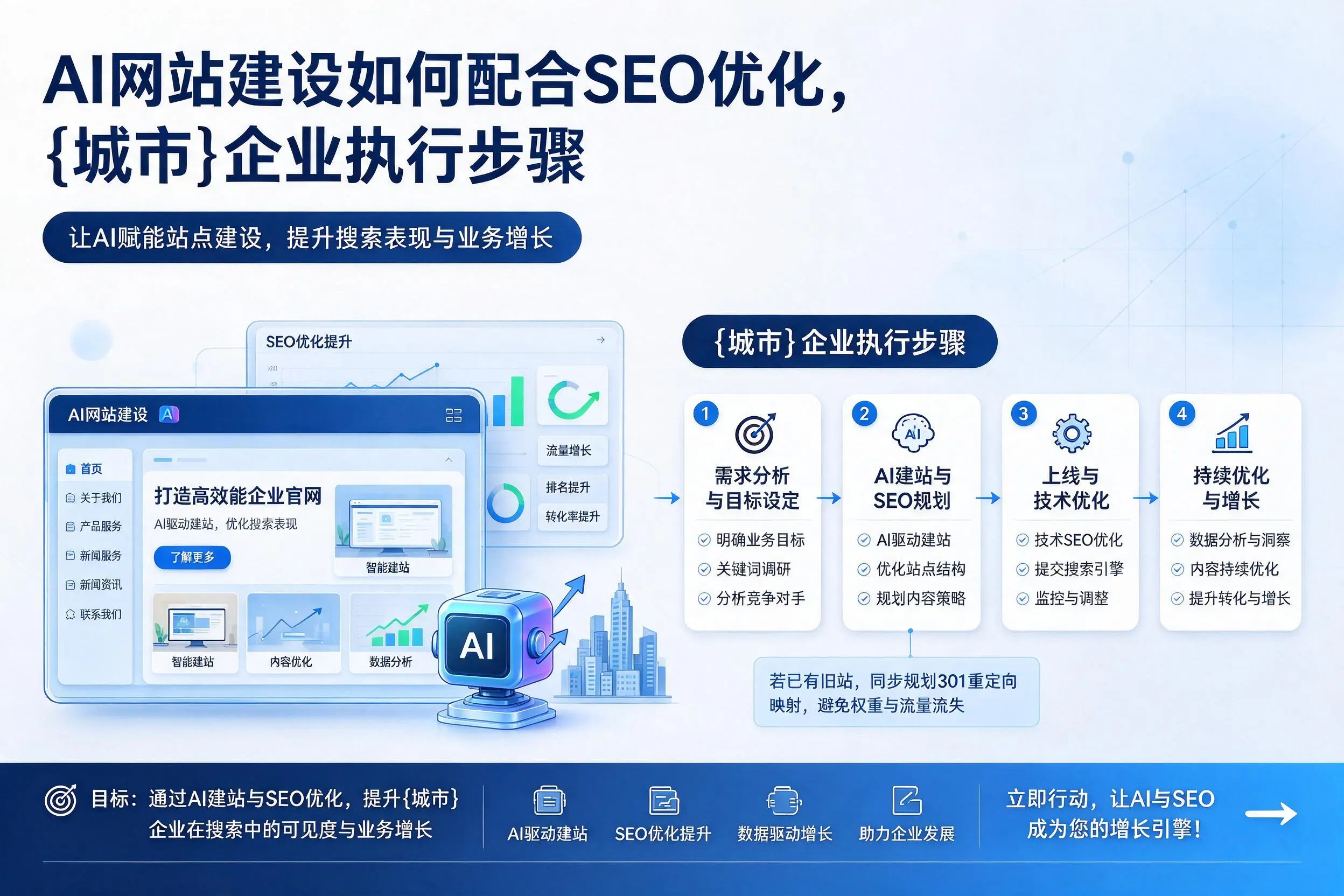 AI网站建设如何配合SEO优化，陕西企业执行步骤