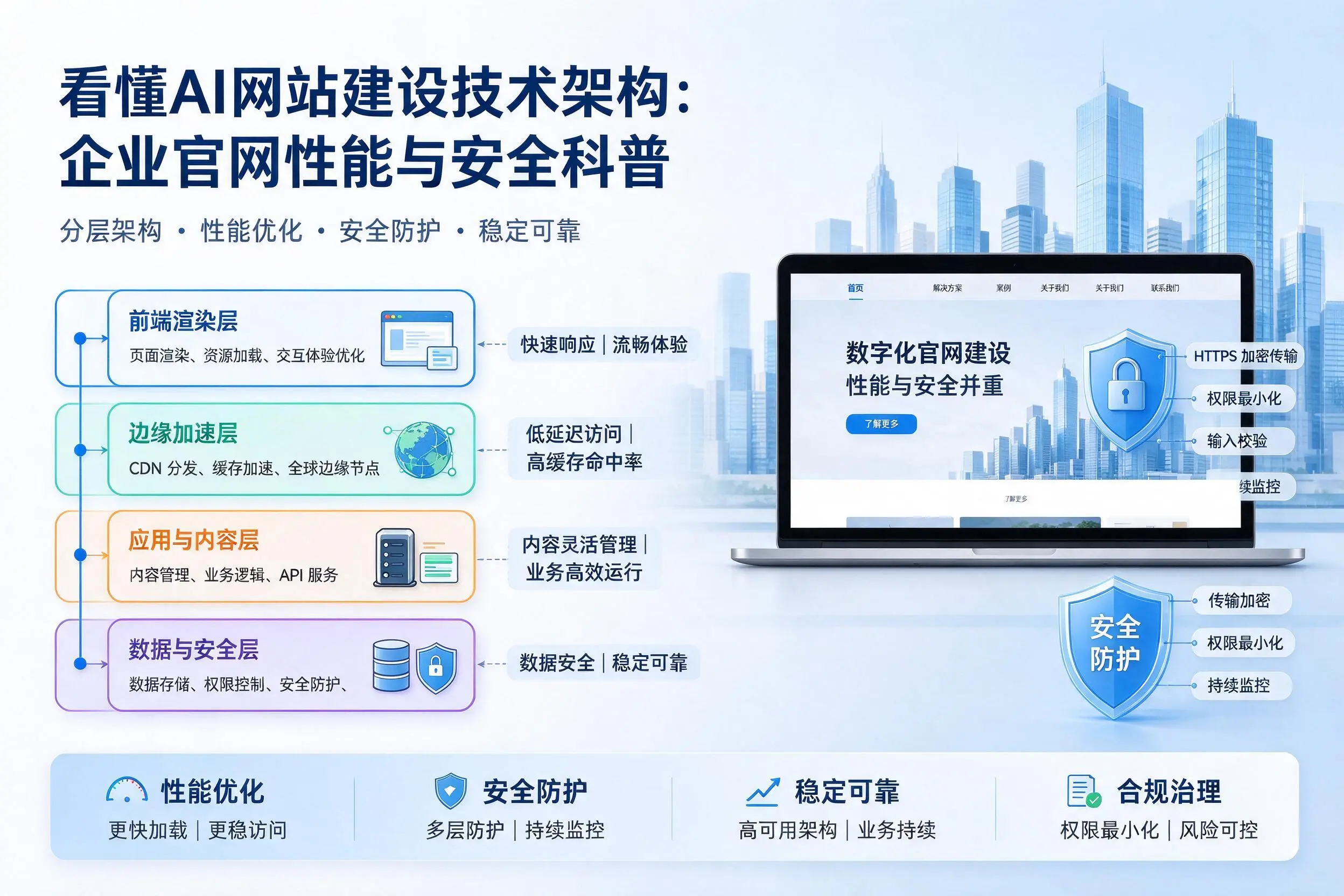 看懂AI网站建设技术架构：陕西企业官网性能与安全科普