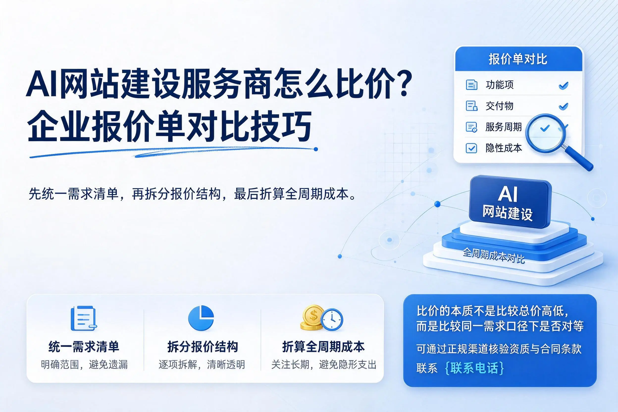 AI网站建设服务商怎么比价？陕西企业报价单对比技巧