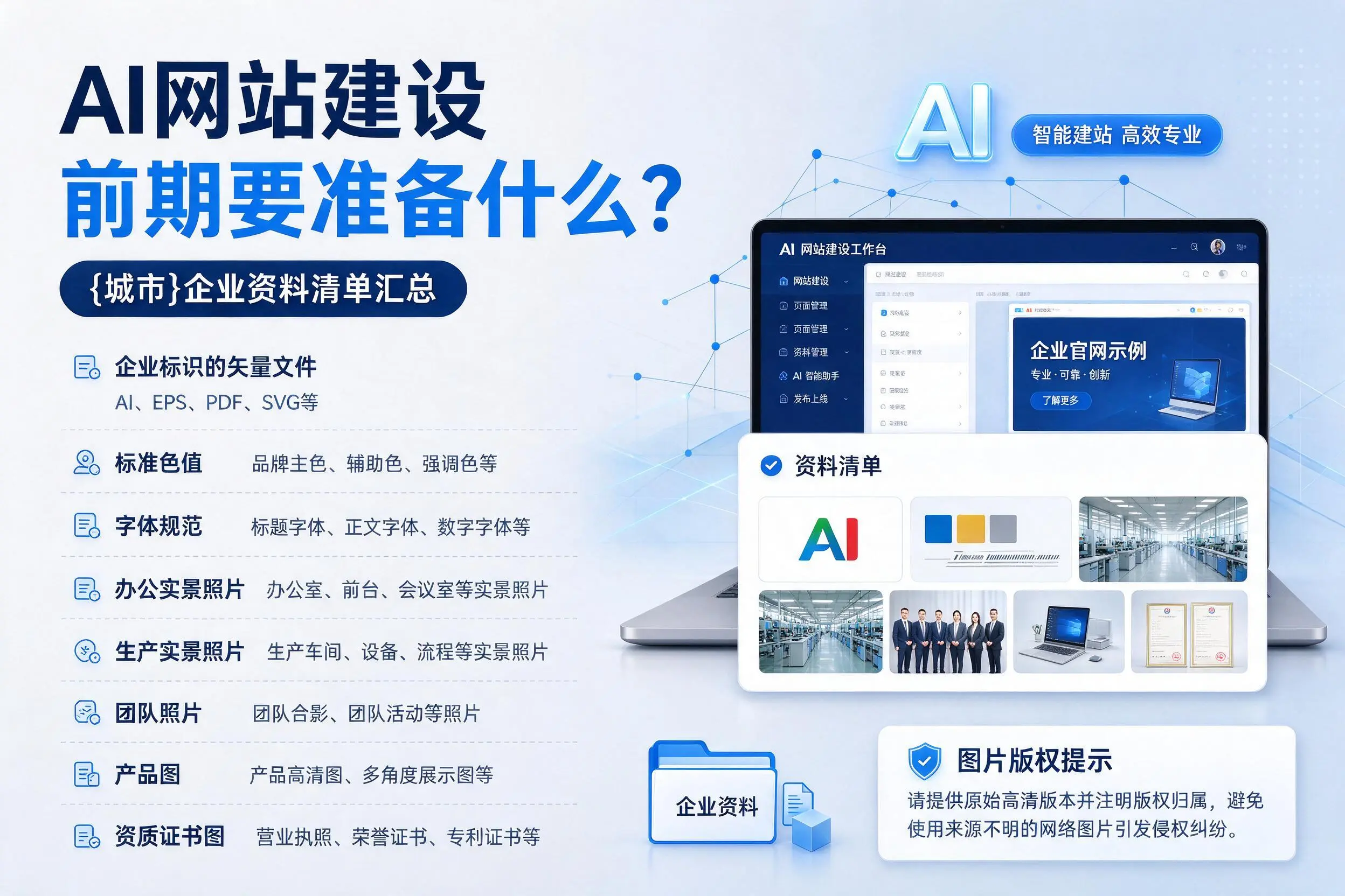 AI网站建设前期要准备什么?陕西企业资料清单汇总