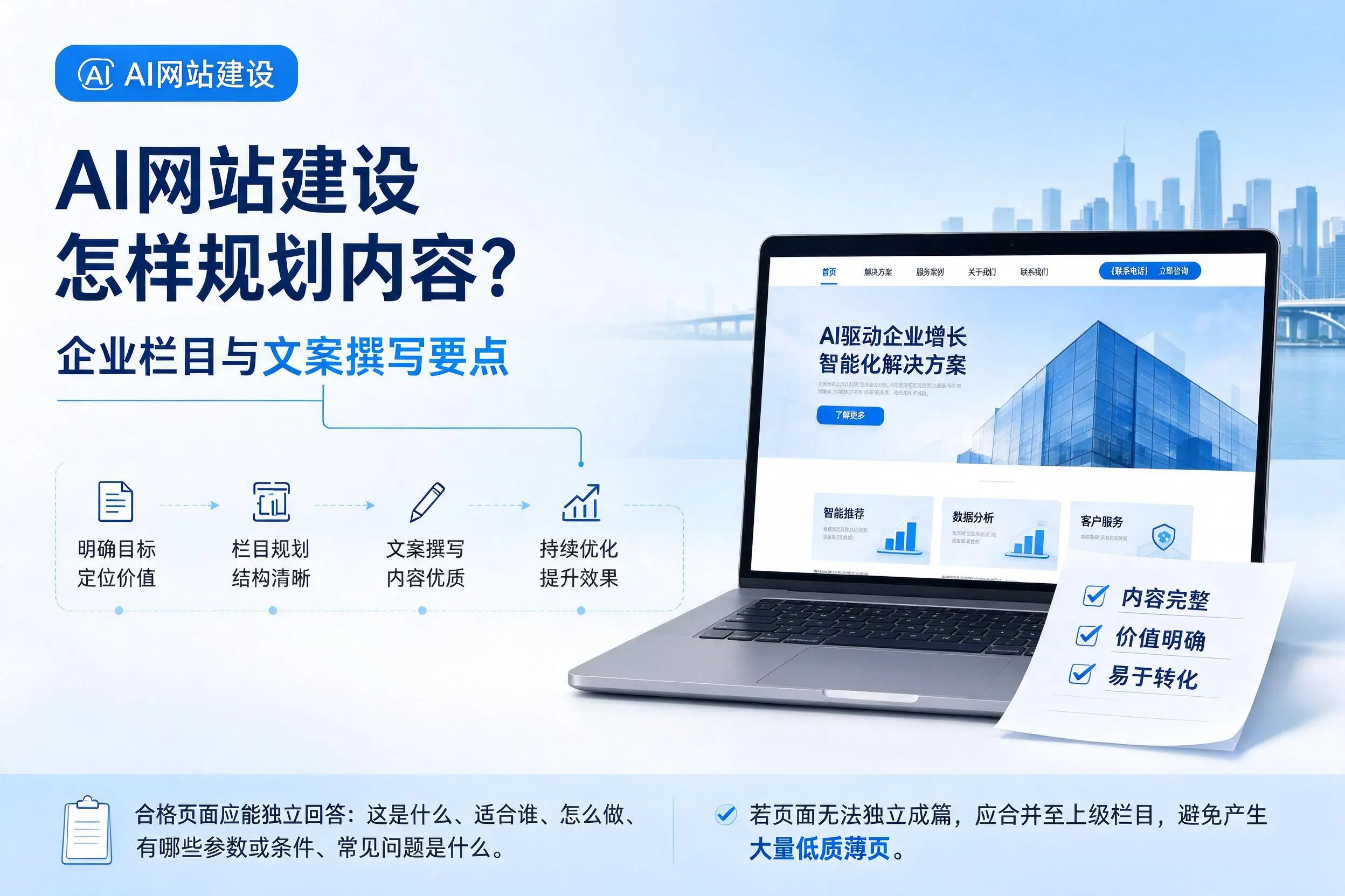 AI网站建设怎样规划内容?陕西企业栏目与文案撰写要点